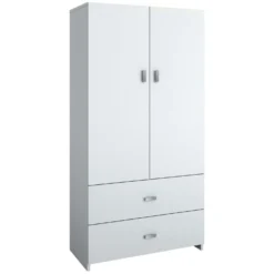 Armoire avec 2 grands tiroirs - blanc