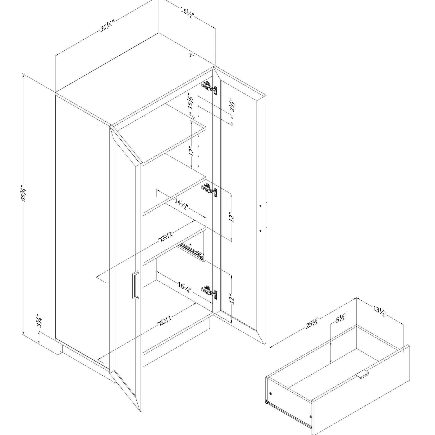 Armoire vitrée avec tiroir - South Shore