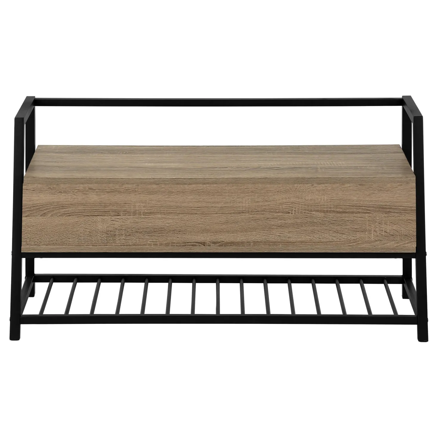 Banc - étagère à chaussures, rangement à rabat - 42"L - faux bois taupe fonc - Monarch