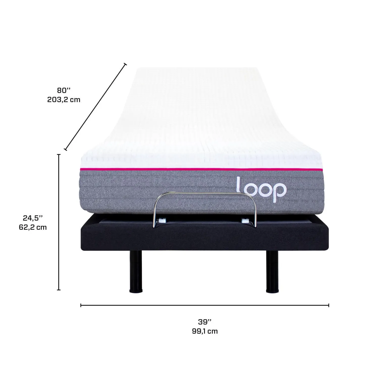 Base de lit ajustable 39"x78" + matelas Loop 39"x78"