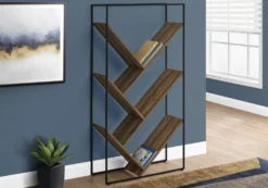 Bibliothèque, étagère - 5 tablettes ouvertes inclinées - 60"H - faux bois br - Monarch