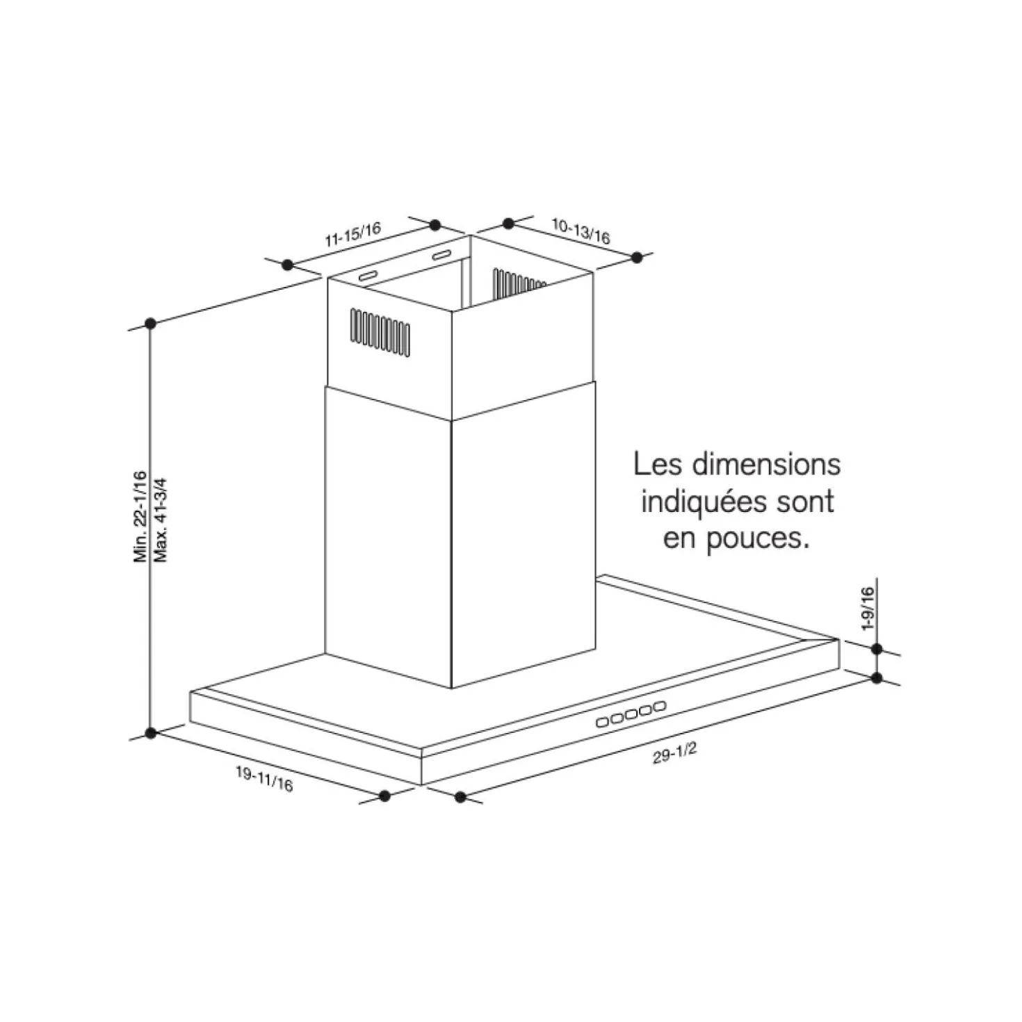 BROAN Hotte cheminée Cheminée Acier inoxydable 30" , 450 PI3/MIN-BWT1304SS