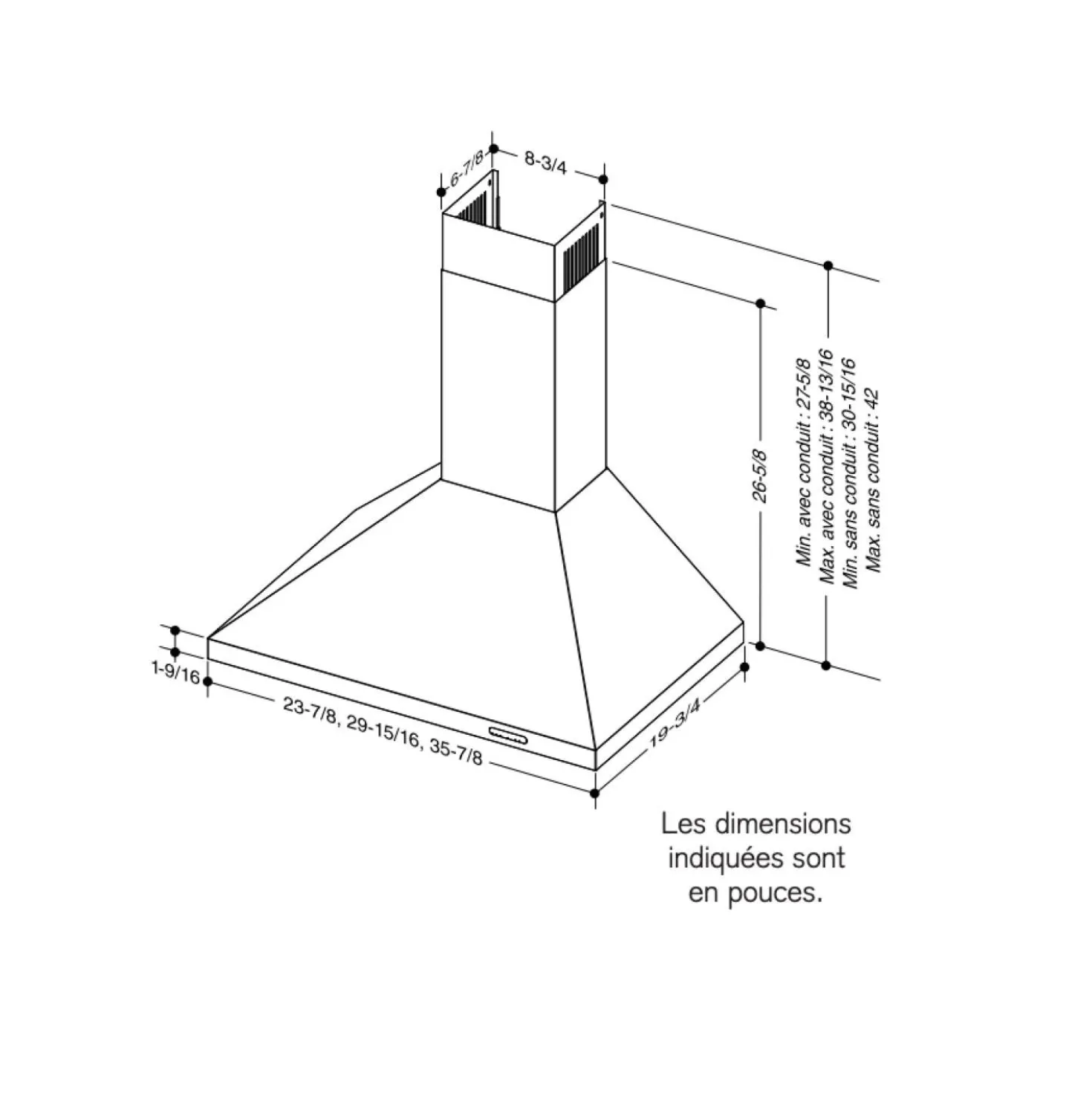 BROAN Hotte cheminée Cheminée Acier inoxydable 30" , 460 PI3/MIN-EW4830SS