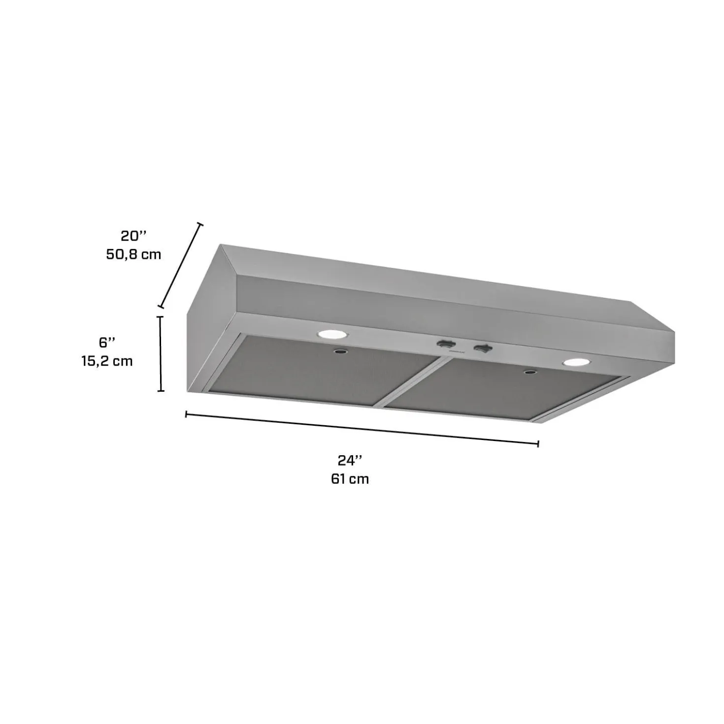 BROAN Hotte Standard Acier inoxydable 24" , 350 PI3/MIN-GLA1243SS