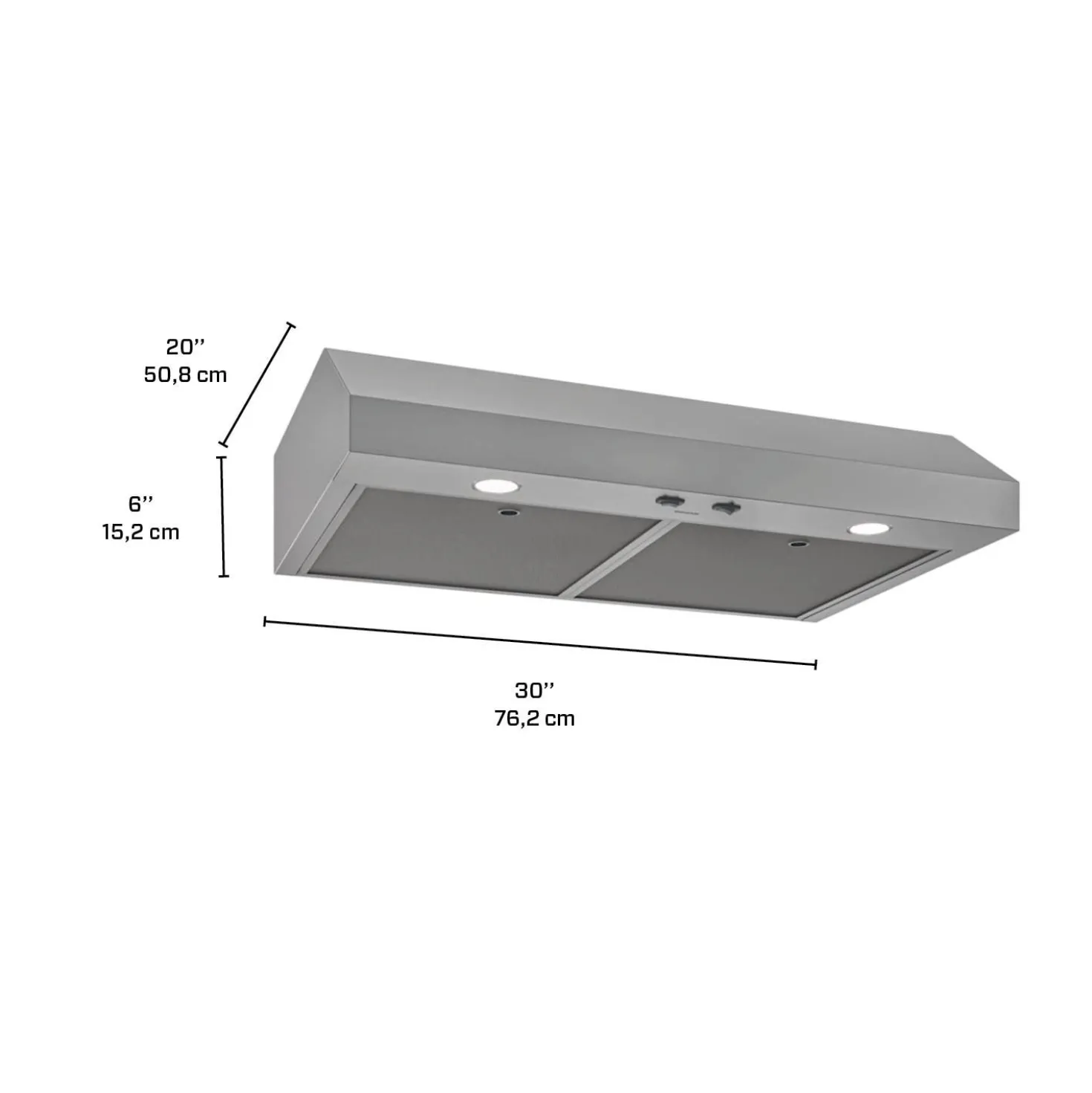 BROAN Hotte Standard Acier inoxydable 30" , 350 PI3/MIN-GLA1303SS