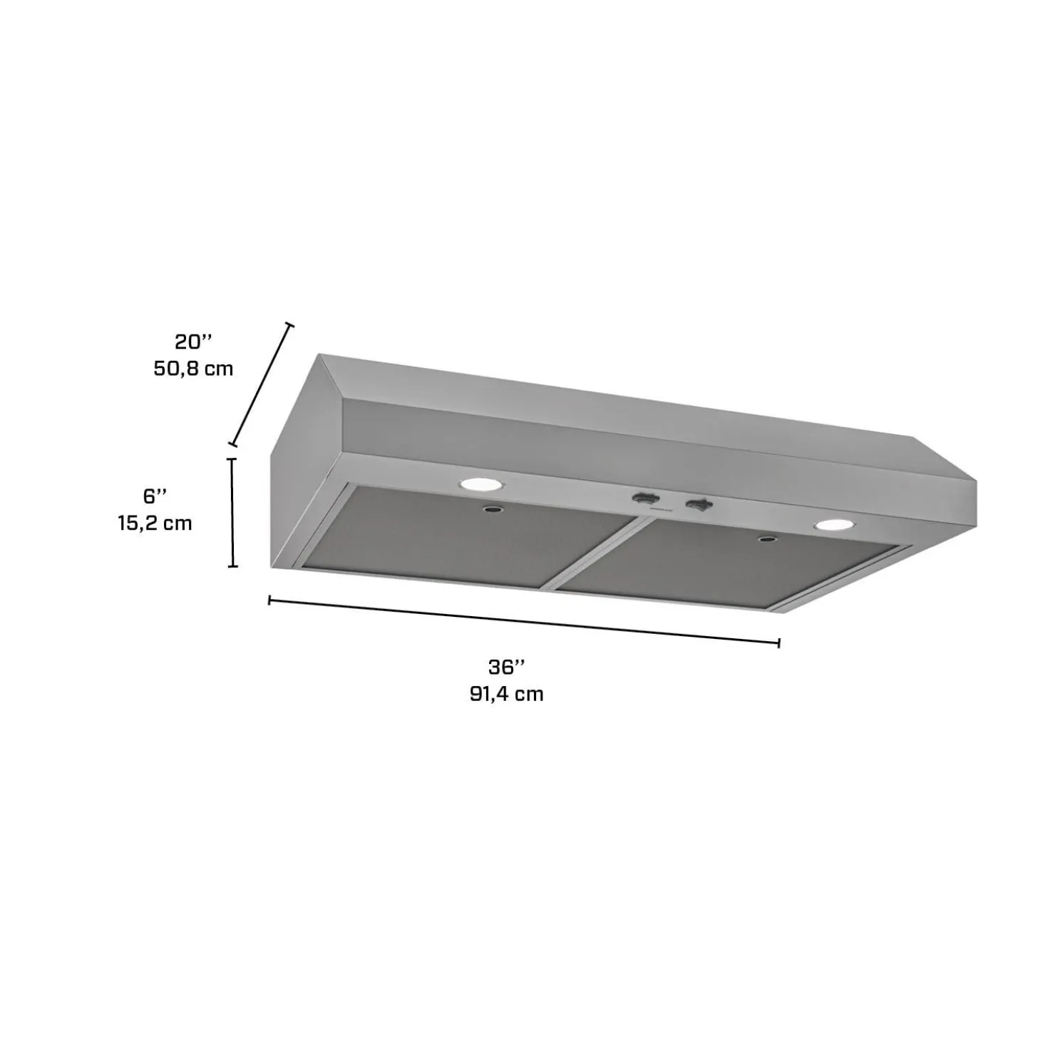 BROAN Hotte Standard Acier inoxydable 36" , 350 PI3/MIN-GLA1363SS