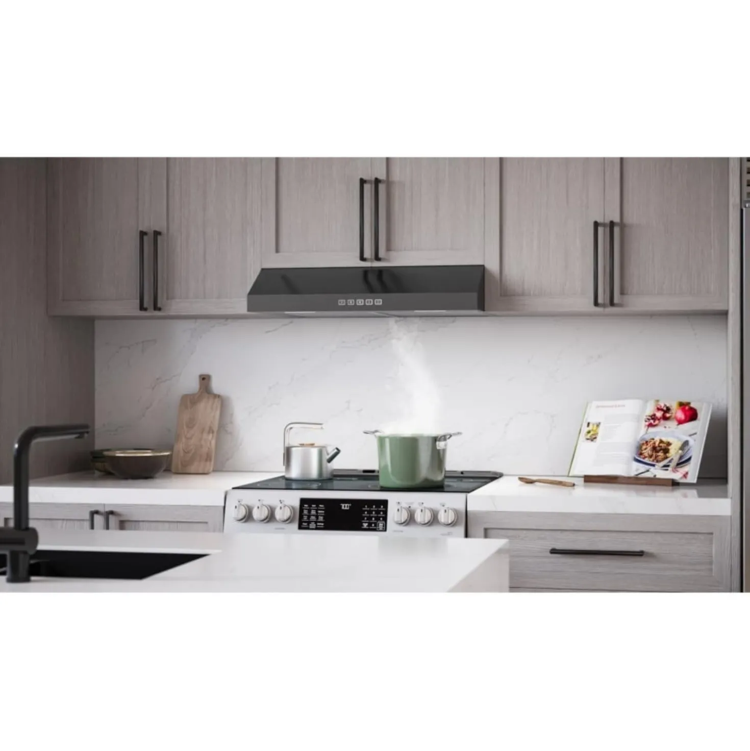BROAN Hotte Standard Inox noir 30" , 350 PI3/MIN-GLA2303BLS
