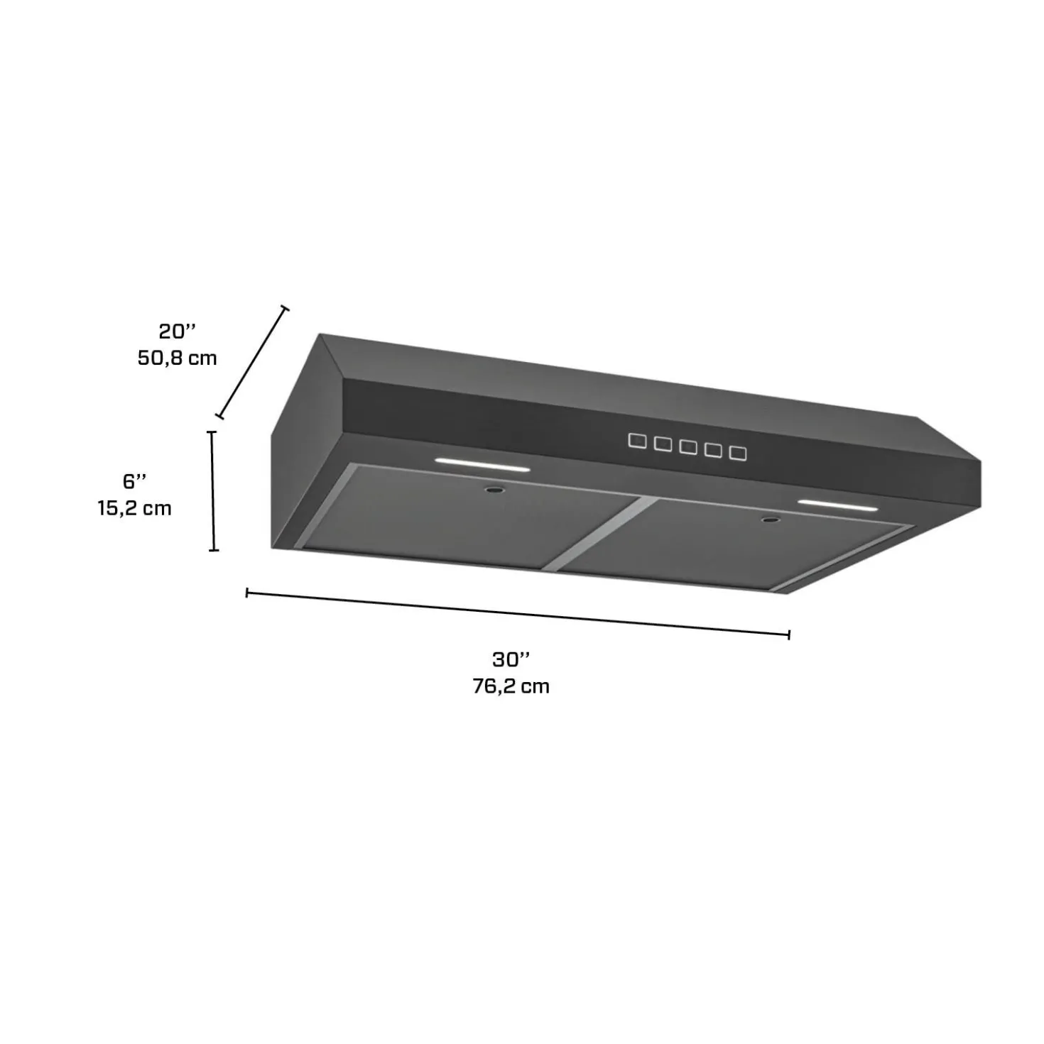 BROAN Hotte Standard Inox noir 30" , 350 PI3/MIN-GLA2303BLS