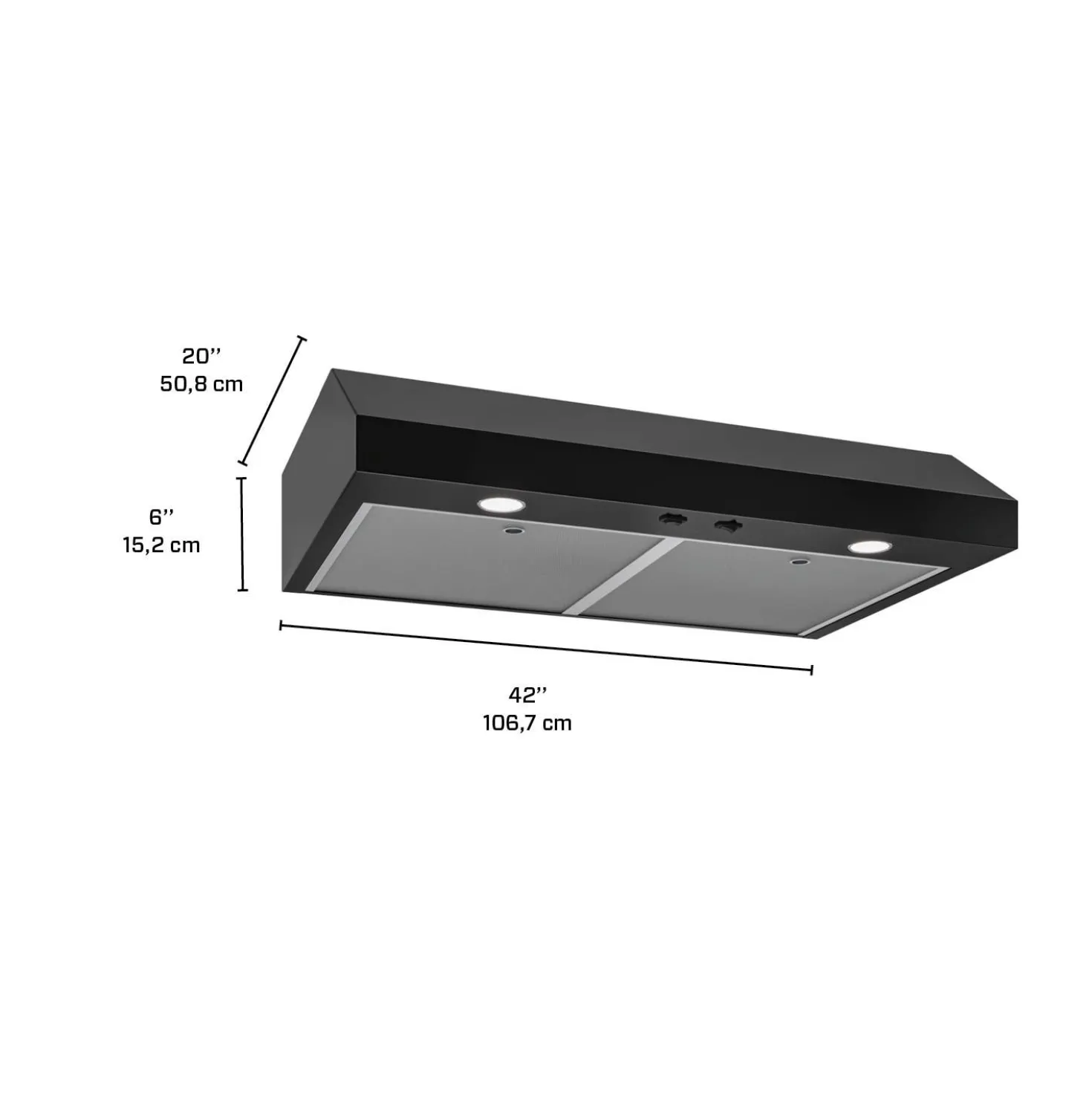 BROAN Hotte Standard Noir 42" , 350 PI3/MIN-GLA1423BL