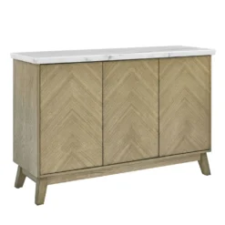 Buffet 3 portes avec plateau en marbre blanc