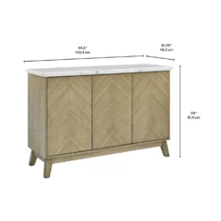 Buffet 3 portes avec plateau en marbre blanc