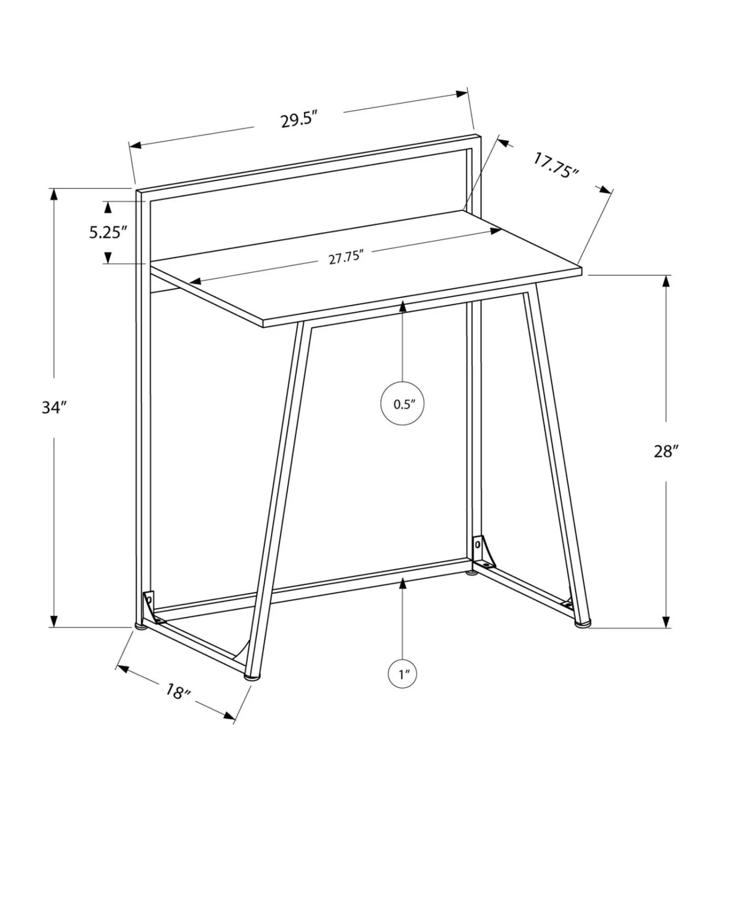Bureau d'ordinateur - juvenile, petite table d'écriture ou d'ordinateur port - Monarch