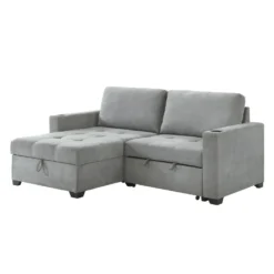 Causeuse convertible compacte réversible avec rangement - gris
