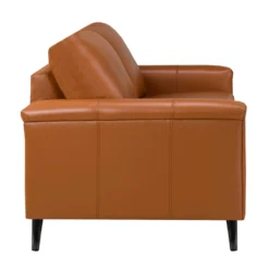Causeuse en cuir véritable - cognac