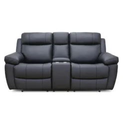 Causeuse inclinable en cuir véritable avec console