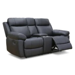 Causeuse inclinable en cuir véritable avec console