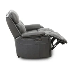 Causeuse inclinable électrique en cuir avec appuis-tête ajustables - gris