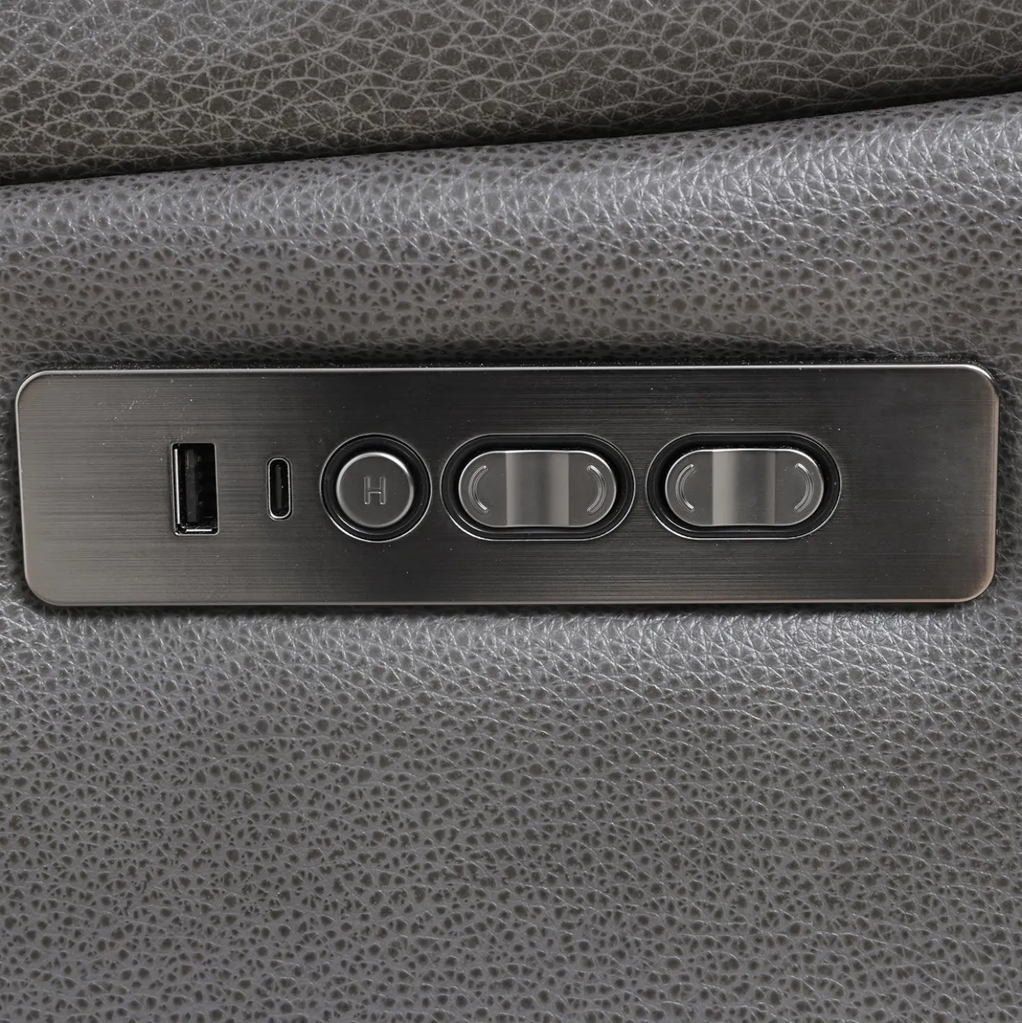 Causeuse inclinable électrique en cuir avec appuis-tête ajustables - gris