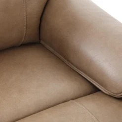 Causeuse inclinable électrique en cuir avec appuis-tête ajustables - taupe