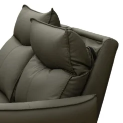Causeuse inclinable électrique en cuir véritable à 3 moteurs - appuis-tête, repose-pieds et soutien lombaire