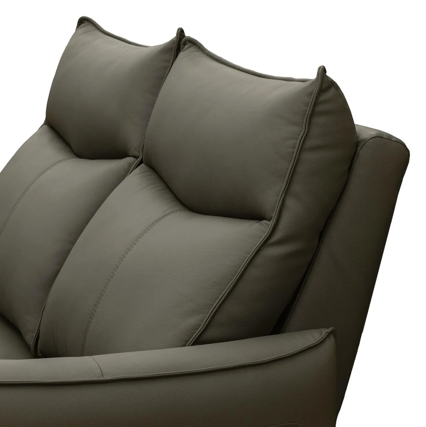 Causeuse inclinable électrique en cuir véritable à 3 moteurs - appuis-tête, repose-pieds et soutien lombaire
