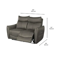 Causeuse inclinable électrique en cuir véritable à 3 moteurs - appuis-tête, repose-pieds et soutien lombaire