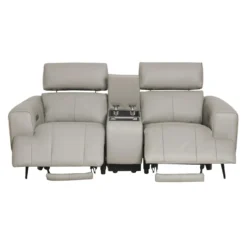 Causeuse électrique inclinable en cuir véritable avec console