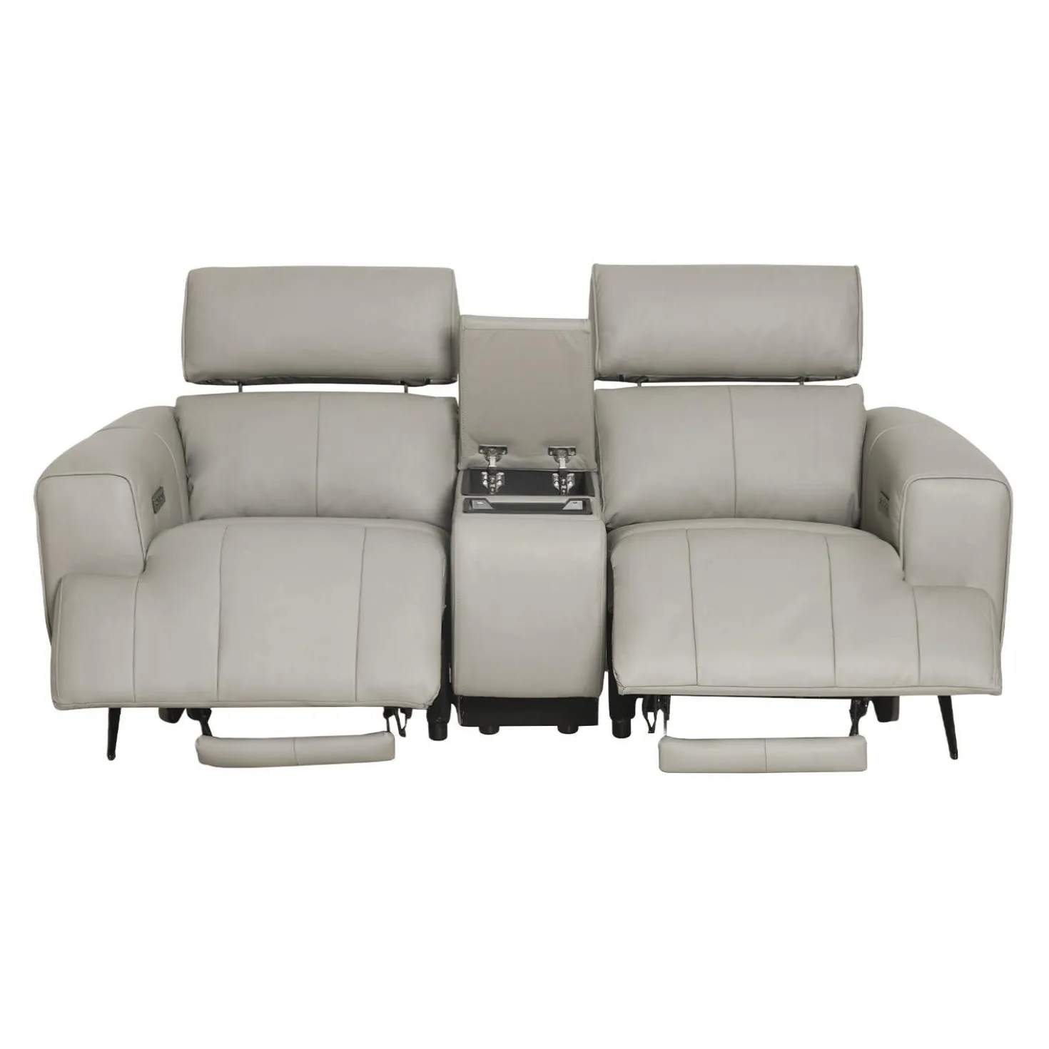Causeuse électrique inclinable en cuir véritable avec console