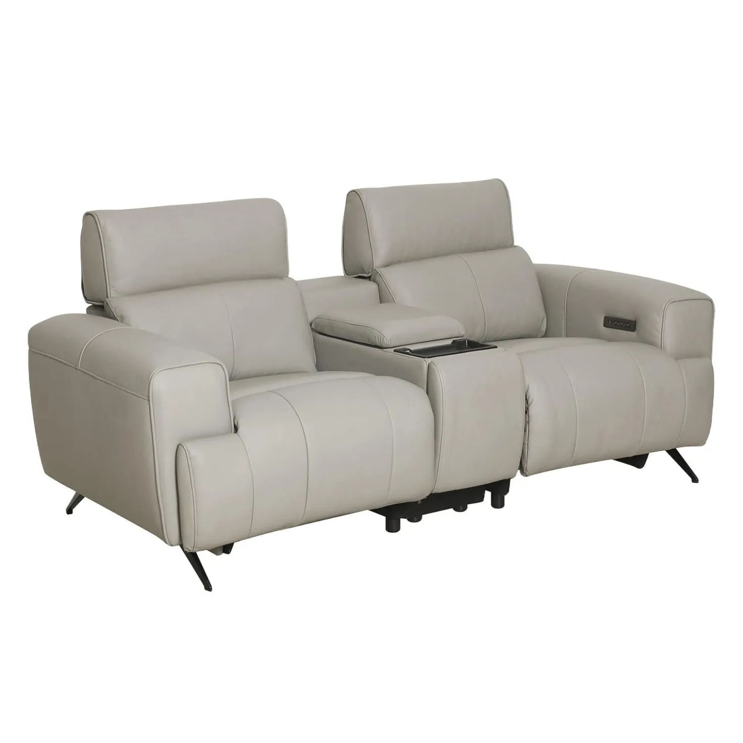 Causeuse électrique inclinable en cuir véritable avec console