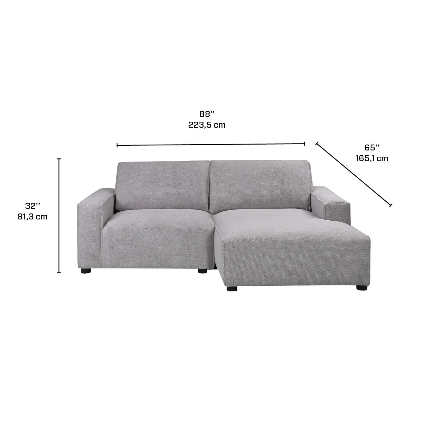 Causeuse modulaire avec chaise longue à droite - 2 mcx