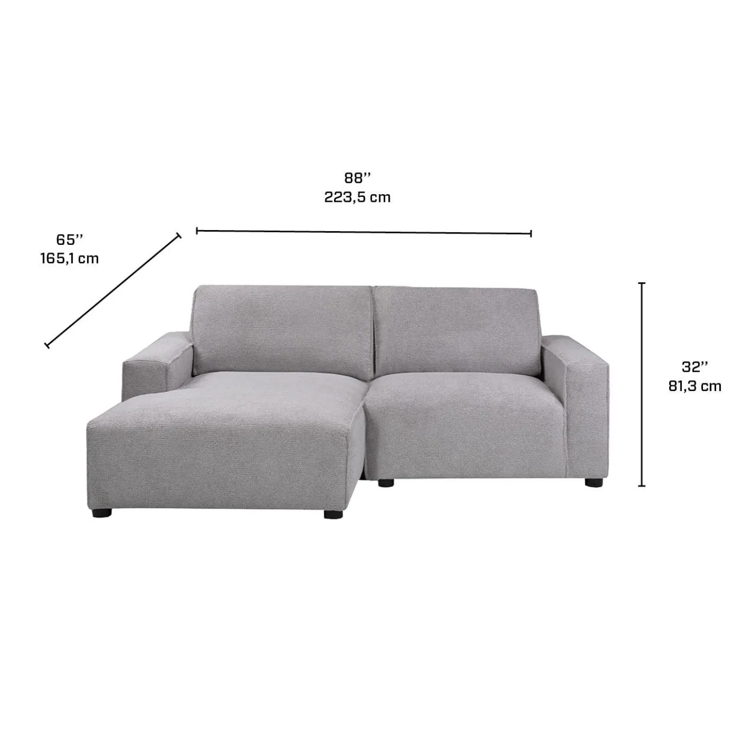 Causeuse modulaire avec chaise longue à gauche - 2 mcx