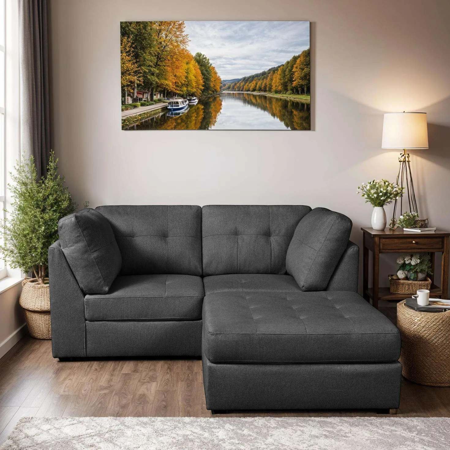 Causeuse modulaire avec ottoman - 3 mcx