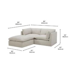 Causeuse modulaire avec ottoman - 3 mcx