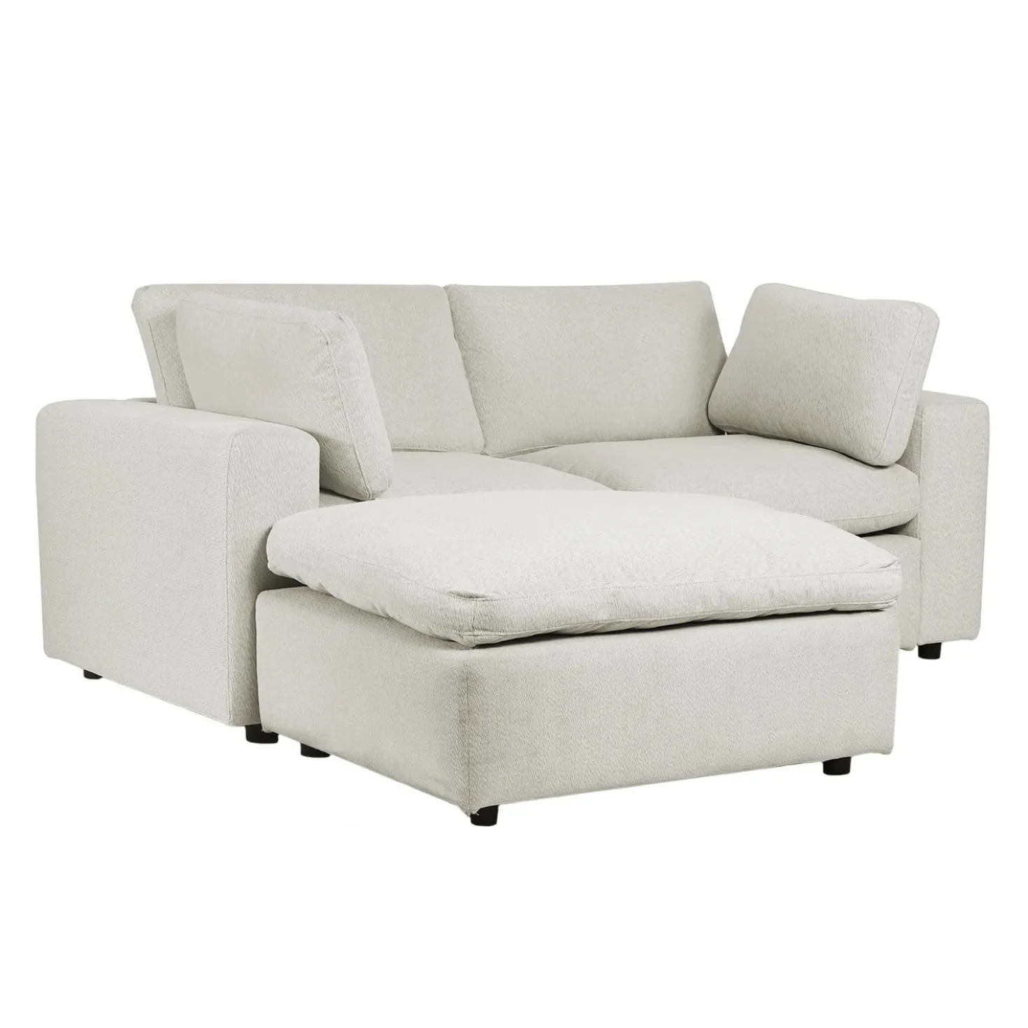 Causeuse modulaire avec ottoman beige- 5 mcx