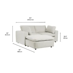Causeuse modulaire avec ottoman beige- 5 mcx