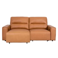 Causeuse modulaire avec sièges coulissants électriques en cuir véritable - 2 mcx
