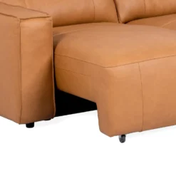 Causeuse modulaire avec sièges coulissants électriques et console multimédia en cuir véritable - 3 mcx