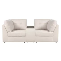 Causeuse modulaire beige avec console - 3 mcx