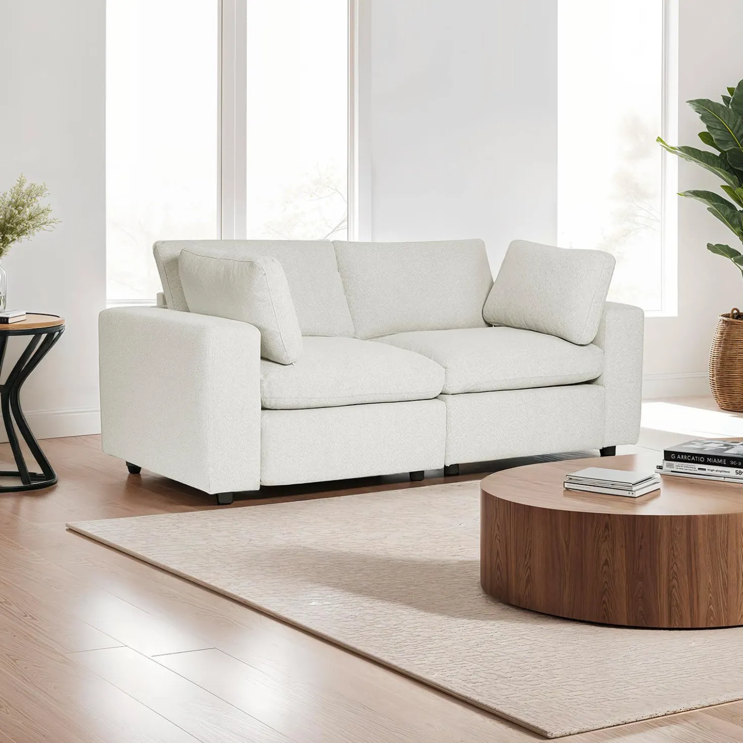 Causeuse modulaire beige - 4 mcx