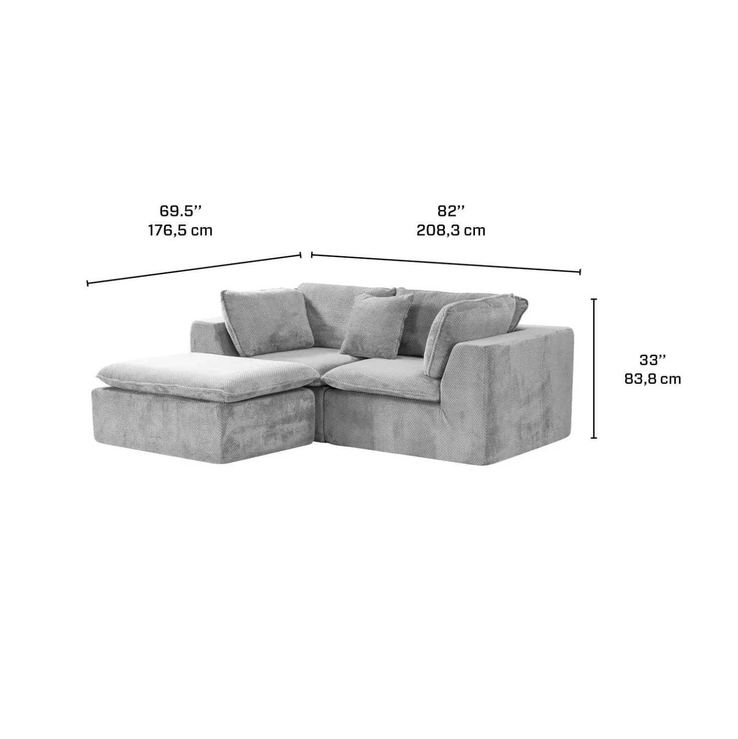Causeuse modulaire en mousse roulée et compressée avec ottoman Sealy - 3 mcx