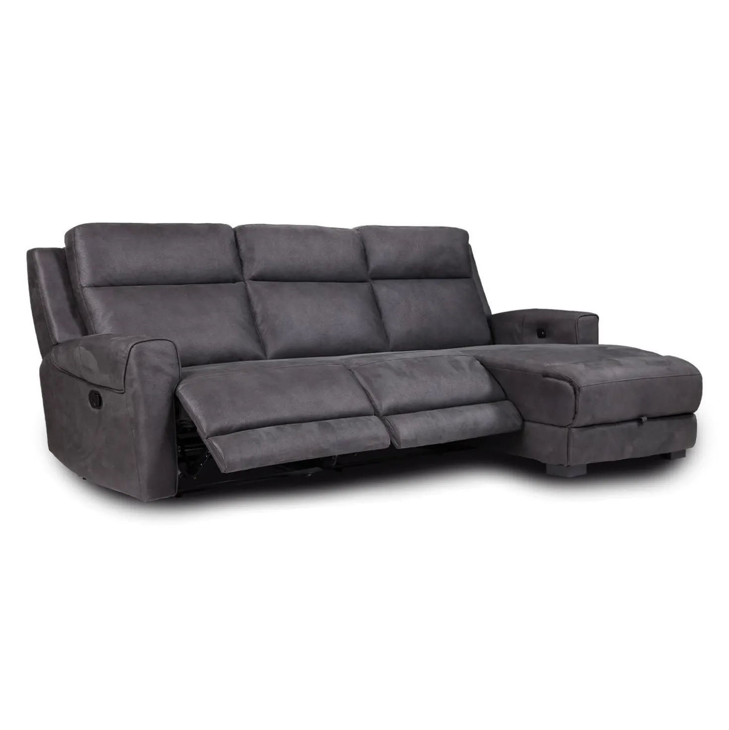 Causeuse modulaire inclinable, chaise longue avec rangement, console avec porte-gobelets et ports USB/USB-C - 3 mcx