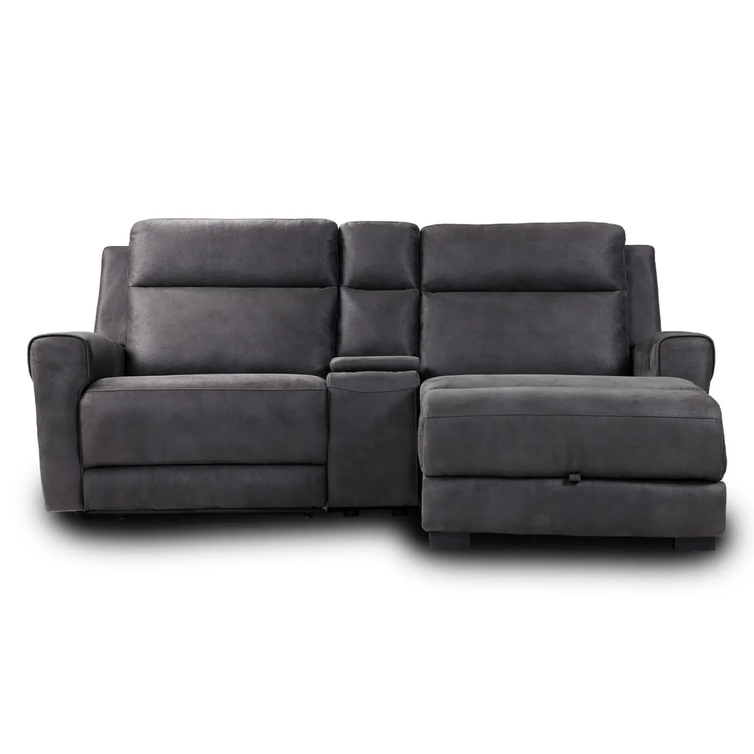 Causeuse modulaire inclinable, chaise longue avec rangement, console avec porte-gobelets et ports USB/USB-C - 3 mcx