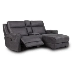 Causeuse modulaire inclinable, chaise longue avec rangement, console avec porte-gobelets et ports USB/USB-C - 3 mcx