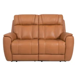 Causeuse modulaire inclinable électrique en cuir véritable avec appuis-tête ajustables - 2 mcx