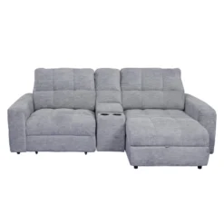 Causeuse modulaire électrique avec siège coulissant à gauche, chaise longue à droite avec rangement et console - 3 mcx