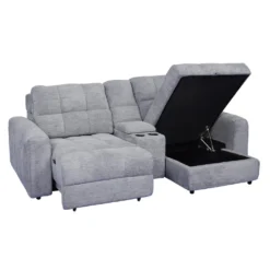 Causeuse modulaire électrique avec siège coulissant à gauche, chaise longue à droite avec rangement et console - 3 mcx
