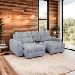 Causeuse modulaire électrique avec sièges coulissants et console- 3 mcx