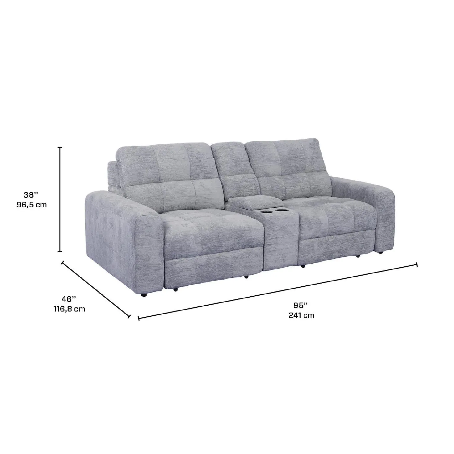 Causeuse modulaire électrique avec sièges coulissants et console- 3 mcx