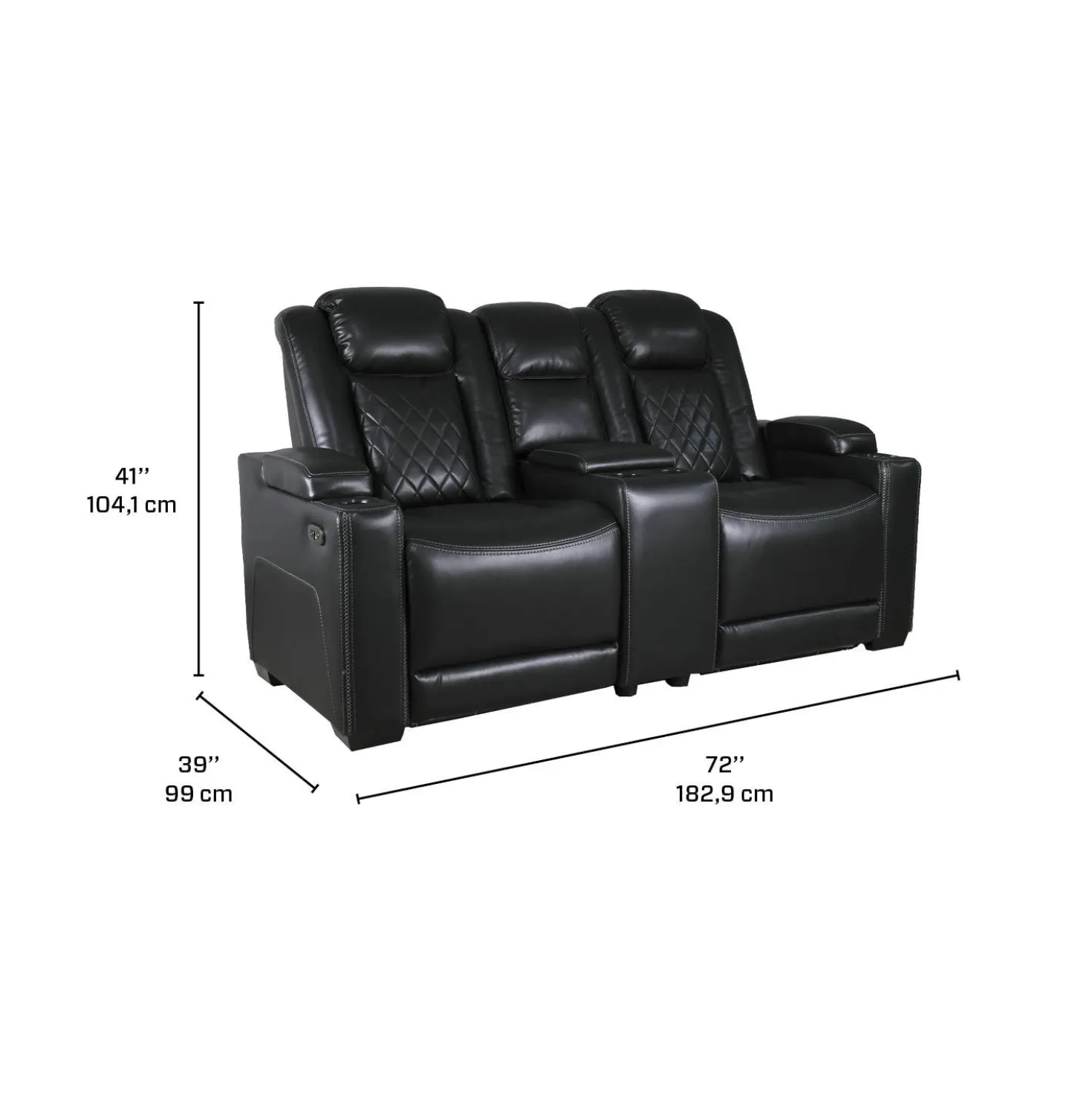 Causeuse modulaire électrique inclinable avec console et porte-gobelets - 3 mcx