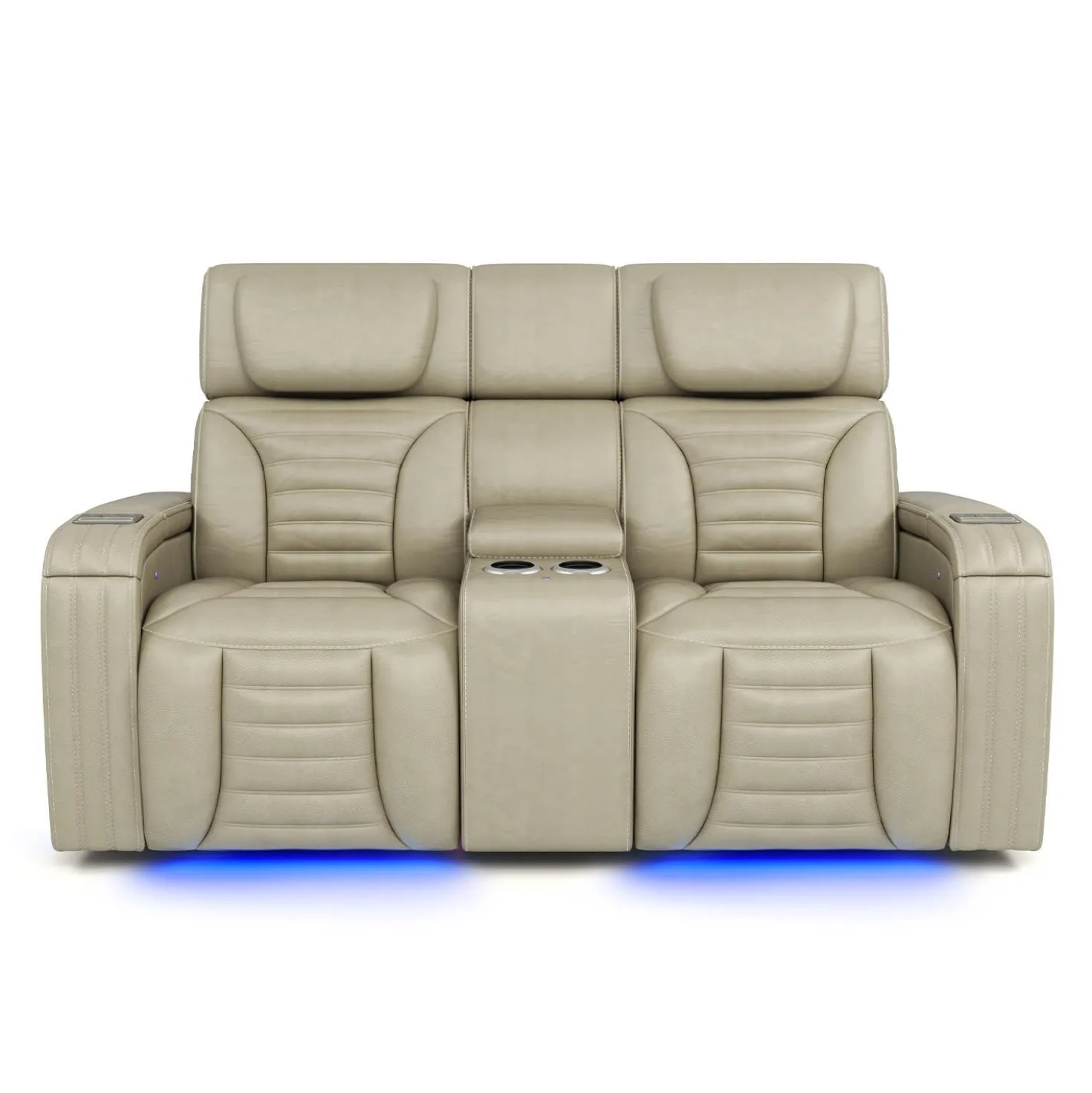 Causeuse modulaire électrique inclinable avec massage, chaleur et console - 3 mcx